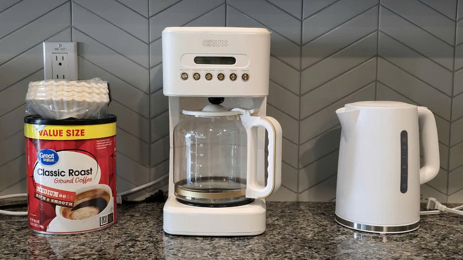 Kickstart your day with the convenience of our modern coffee maker.