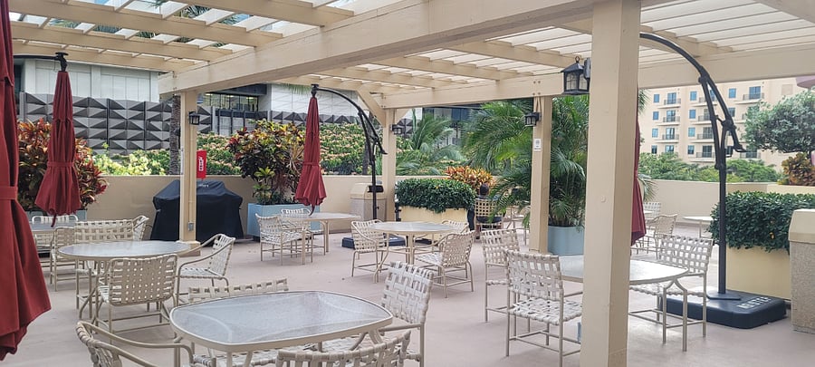 Outdoor dining and barbecue area