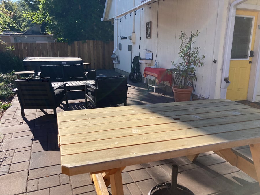 Communal patio picnic table