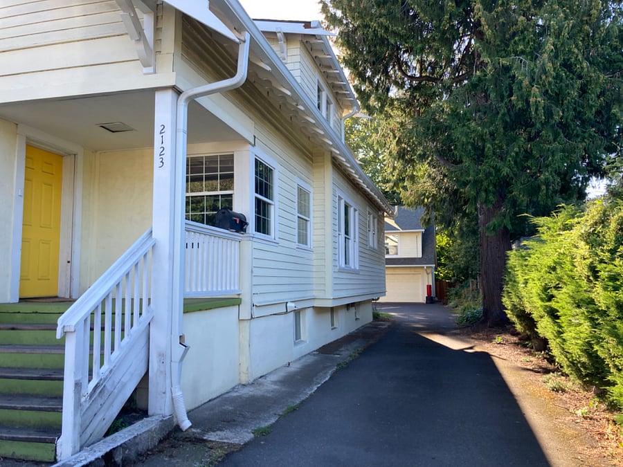 View of the driveway from the street.