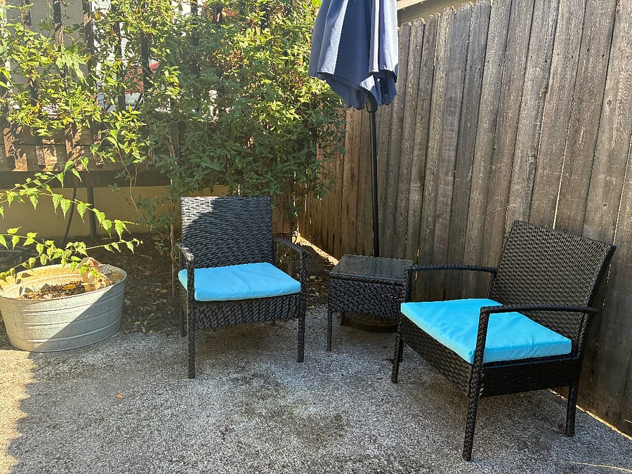Driveway area patio for studio apartment tenant's use