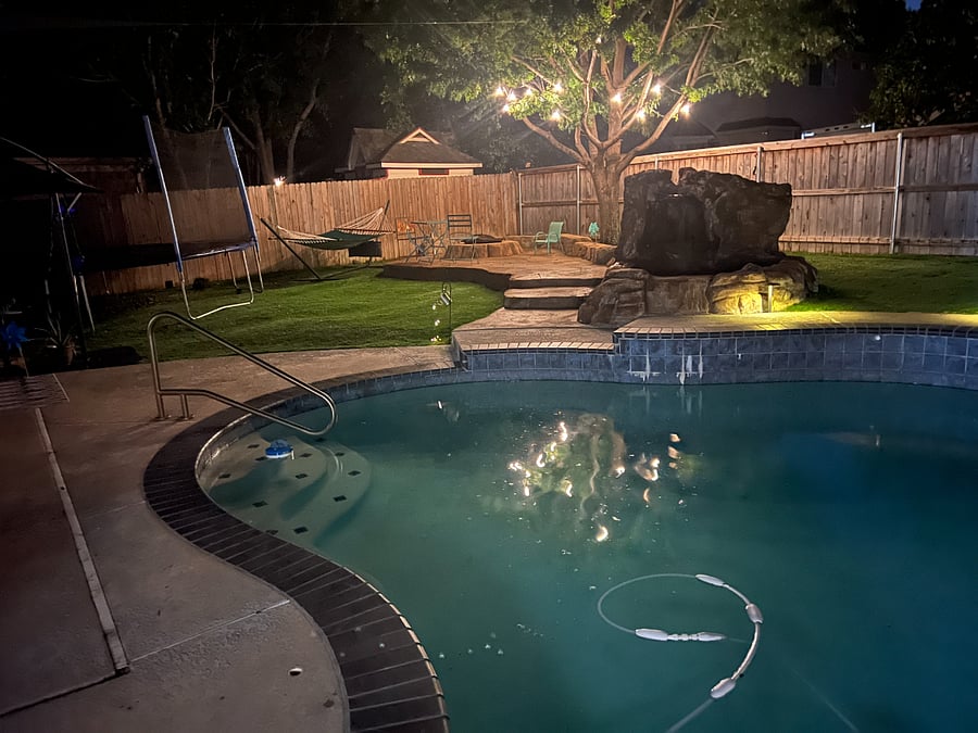 Lights around pool area