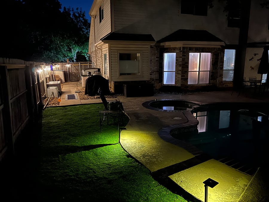 Private entrance sidewalk, lighted