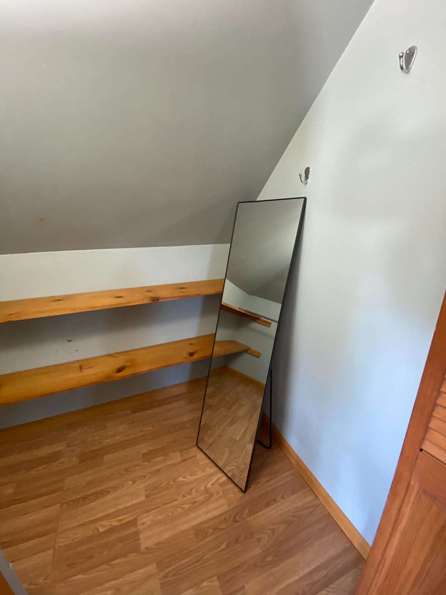 MFull length mirror is easily moveable throughout the room should you wish to move it.