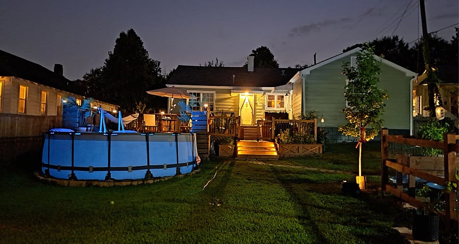 Nighttime View of the Back Deck