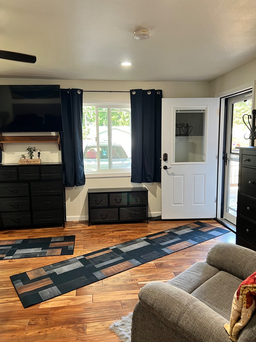 From the bedroom door to the private entrance