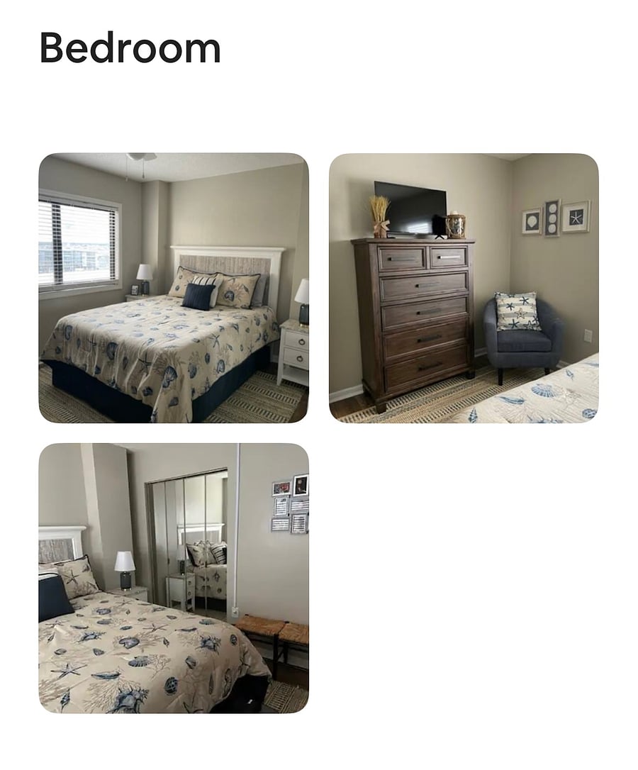 The bedroom is comfortable and roomy. A large double closet and plenty of drawers will accommodate your belongings.