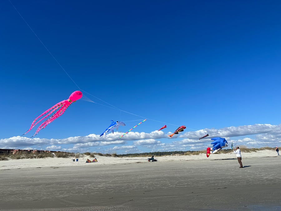 The Point is a few minutes walk north on the beach. It is a kite flyers haven as the beach is extra wide.