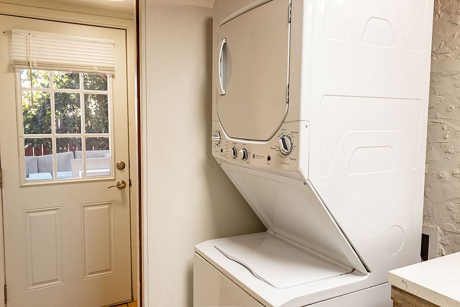 Washer and dryer in unit.