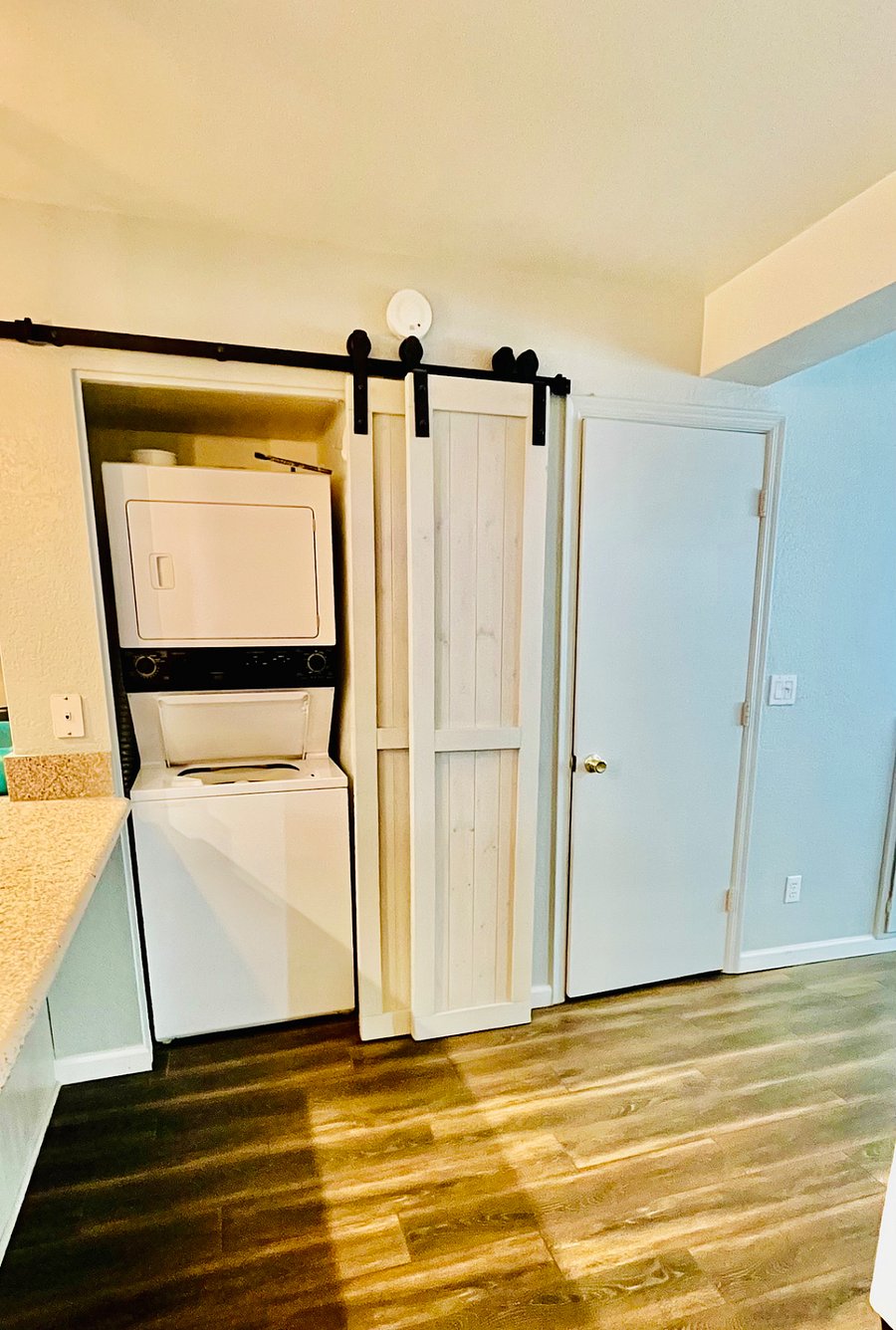 Stackable washer and dryer.
