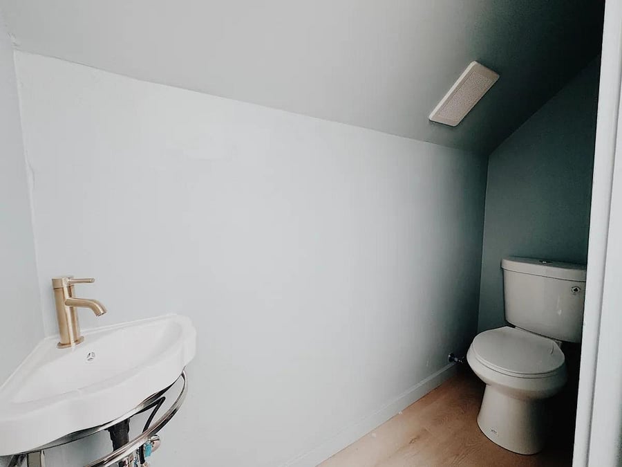 Perfectly placed half bathroom for quick refreshes during your stay.
