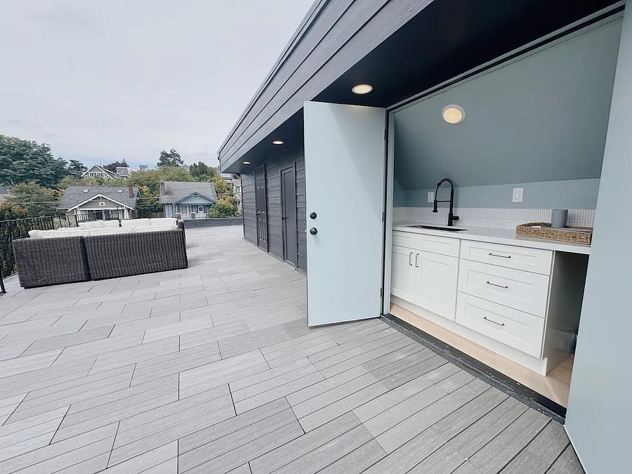 Prepare snacks, drinks, or meals while staying connected to the rooftop fun.