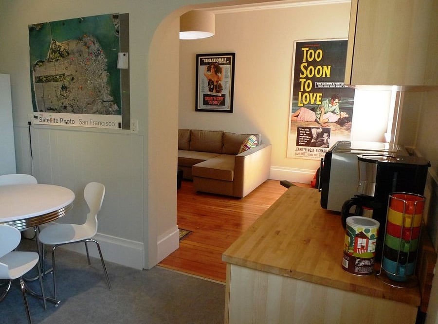 Kitchen and view into the living room