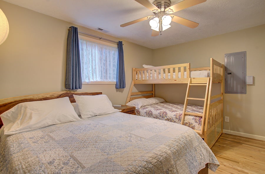 Bedroom 2: queen bed and twin-over-full bunk
