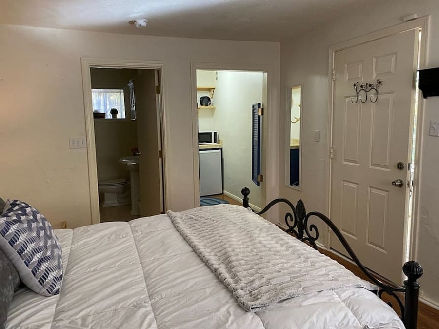 Another view of the space into the bathroom and Kitchenette