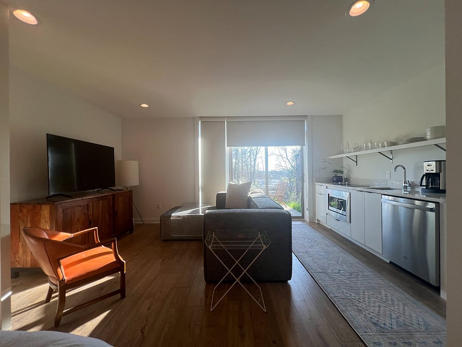 Apartment comes with blackout shades that can fully close for an optimal sleep experience.