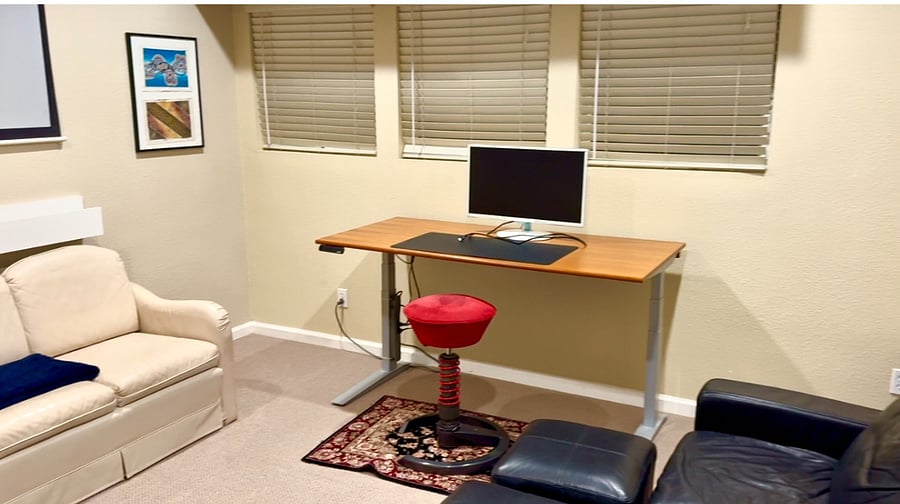 ONLY AVAILABLE WITH FULL HOME RENTAL - Upstairs Office with desk, full size pull out sofa bed,  a second regular couch, & projector.