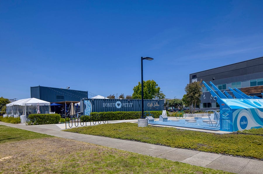 Harbor Bay Business Park <1.5 mile away with Cafe Jolie and also outdoor adult exercise park adjacent.  