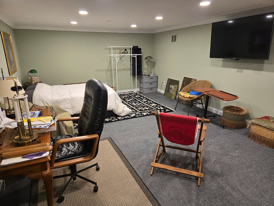 Another view of the basement room from the door looking in.