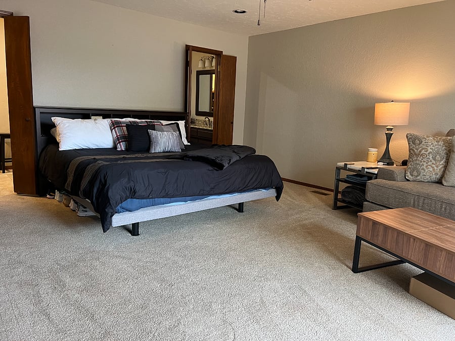 Large Primary Bedroom with outside keyed entrance, and private large Primary bathroom. 