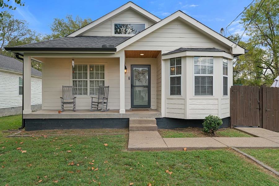 Front porch complete with rocking chairs