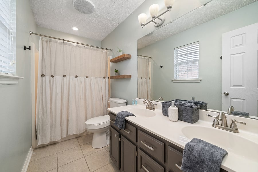 Master bathroom - double sink and shower/bathtub combo