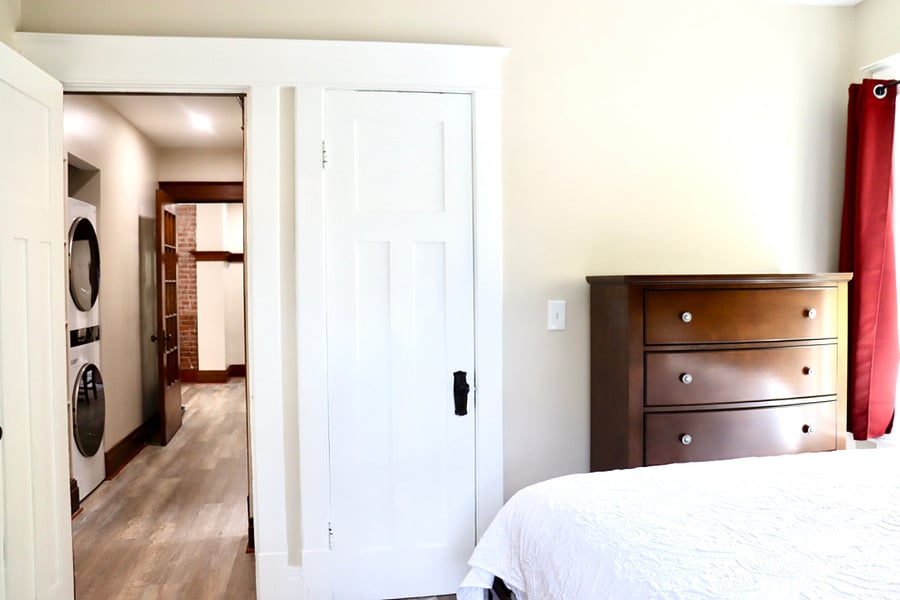Bedroom 2 has a king size bed, closet and dresser
