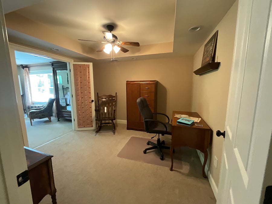 Office with French doors to bedroom.