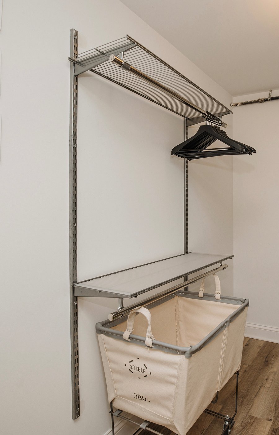 Very large closet - half for you and half for my storage of extra linens and luggage. Laundry pods provided with the hamper. Fan, space heater, air filter and humidifier also stored here for your use. 