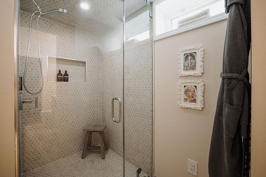 Steam shower with heated floors makes for a great way to start or end your day, or both!