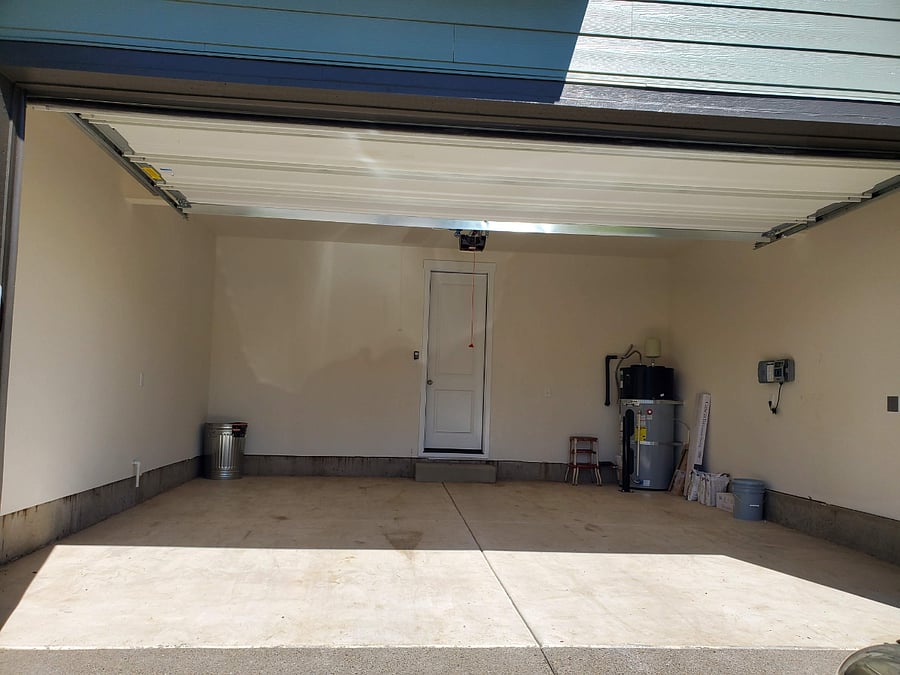 Two-car garage with electric garage door openers
