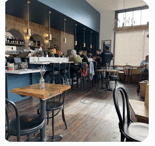 Boas Caf  a neighborhood favorite for coffee, fabulous treats, and a change of scenery for remote work.