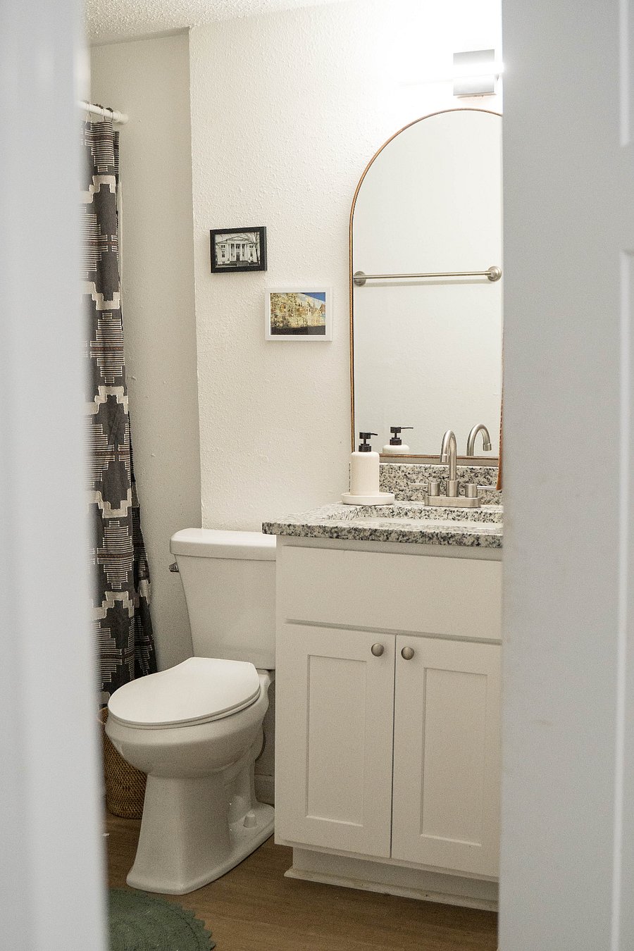 Bathroom is generously sized and maximized for functionality.