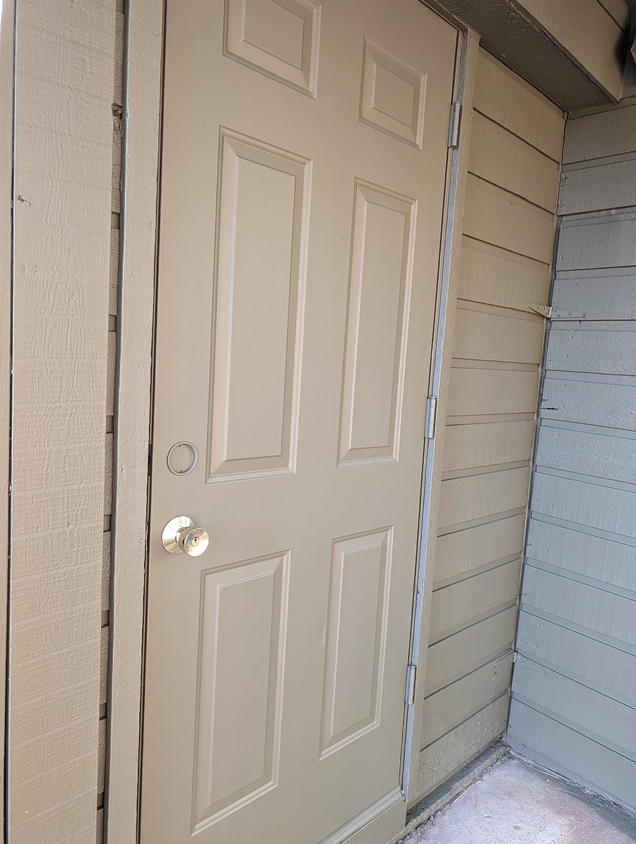 Outside closet can be used for ...additional storage. Skiis, bikes, ...