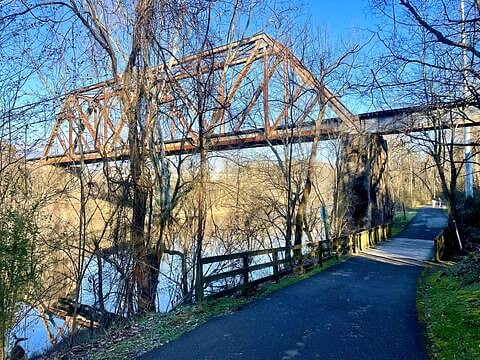 Train trellis along Stones River Greenway trail, 2 minutes from condo.