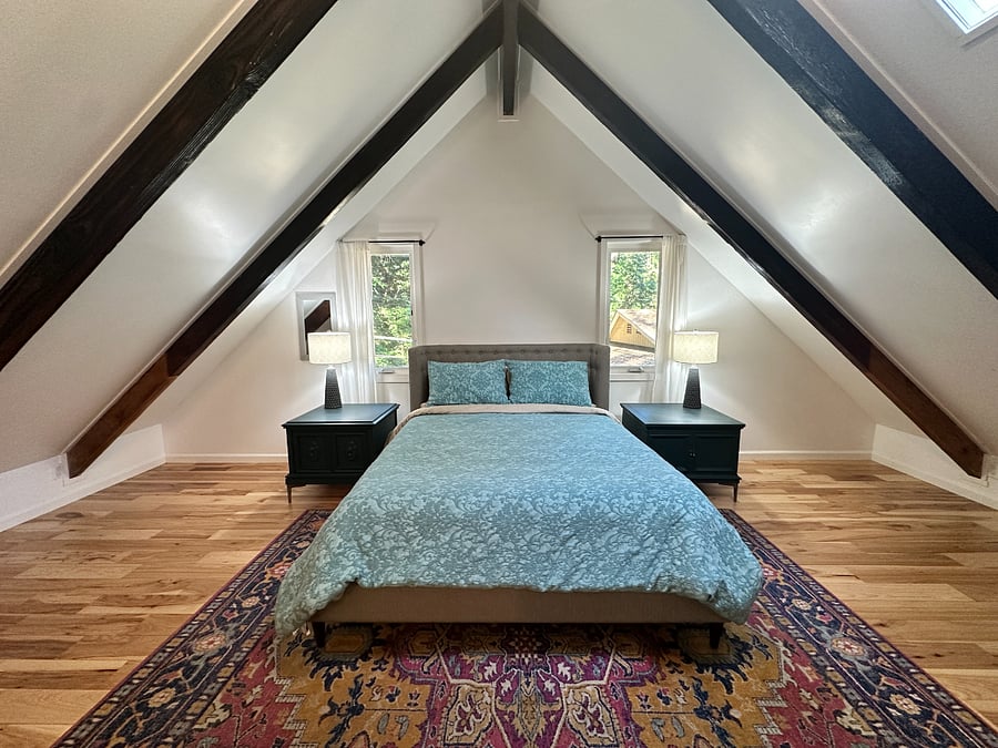 Bedroom 1 (of 4) with queen sized bed and en suite bathroom. This bedroom is located on the second level. 
