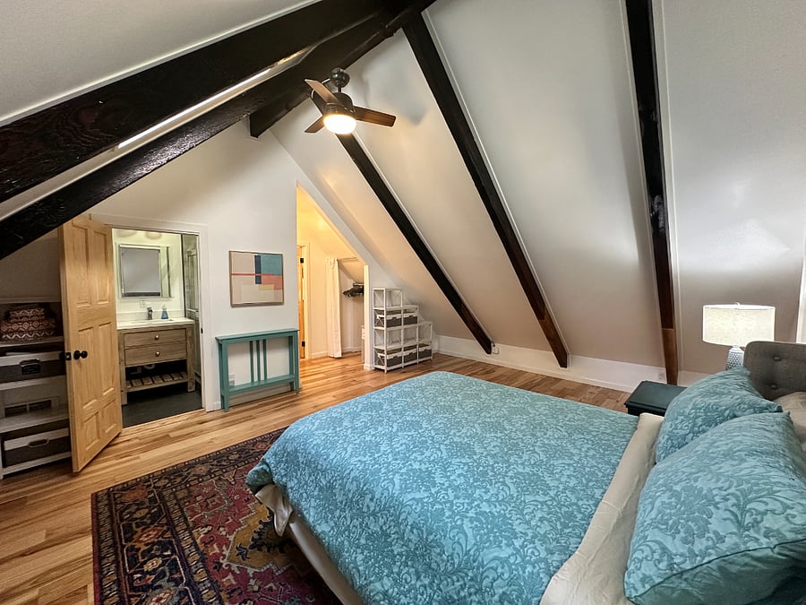 Bedroom 1 (of 4) with queen sized bed and en suite bathroom. This bedroom is located on the second level. 