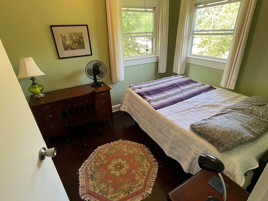 Office/bedroom with futon in bed position