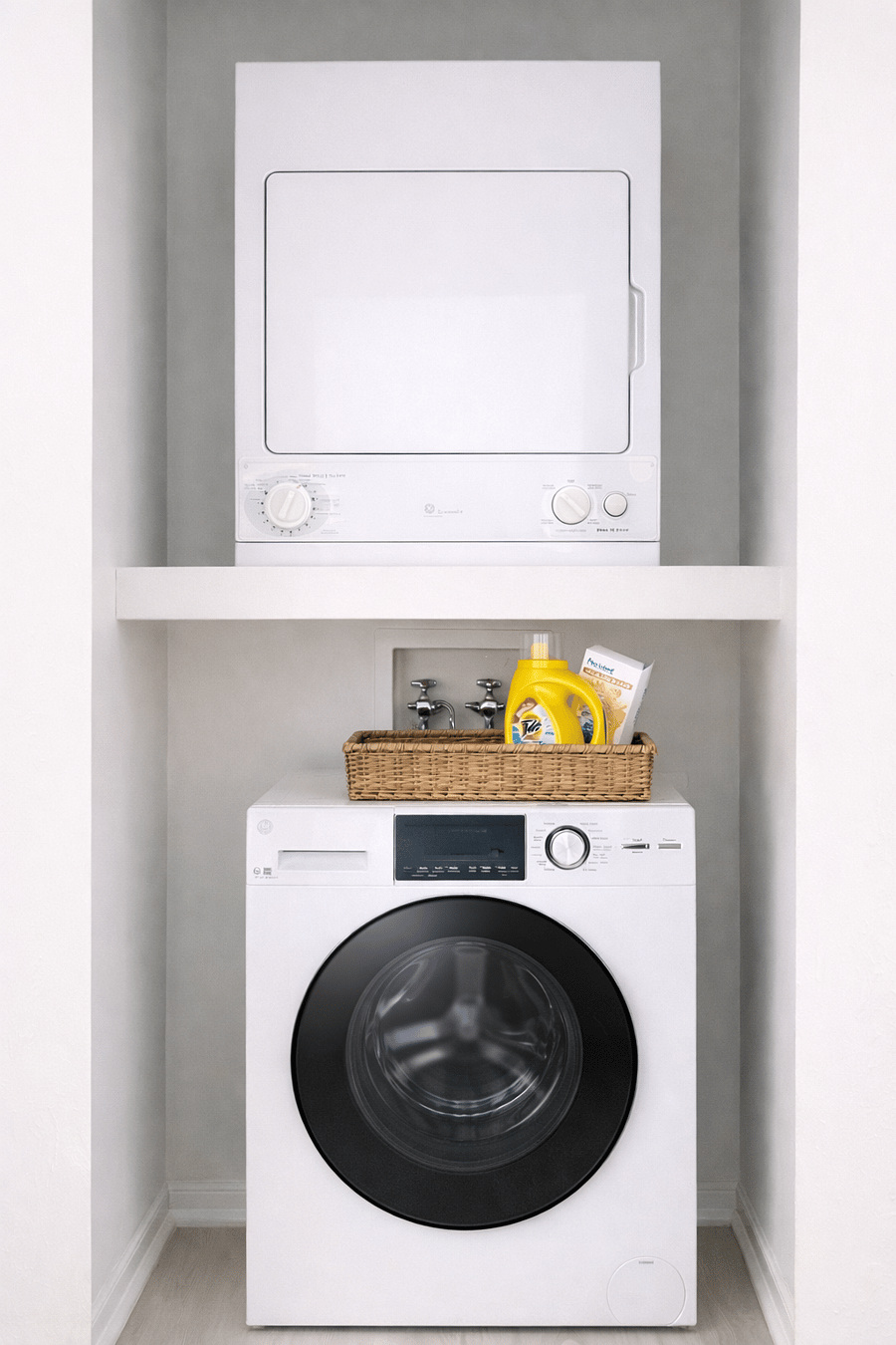 A washer and dryer are available inside the unit. For larger items, there is also a community laundry facility on-site either oversized machines.