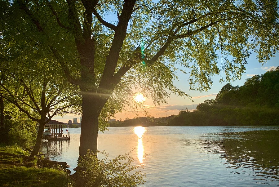 Sunset overlooking downtown Knoxville at Island Home Park