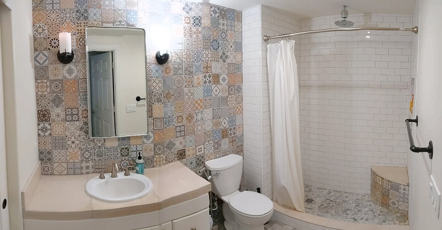 Bathroom with bidget and rain shower