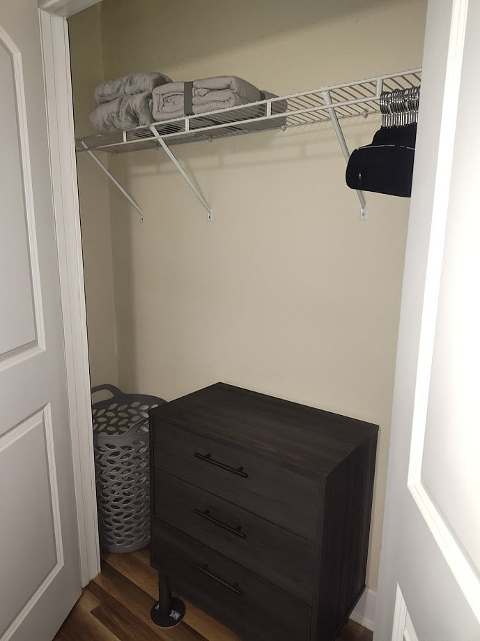 2nd bedroom large closet with dresser, luggage racks