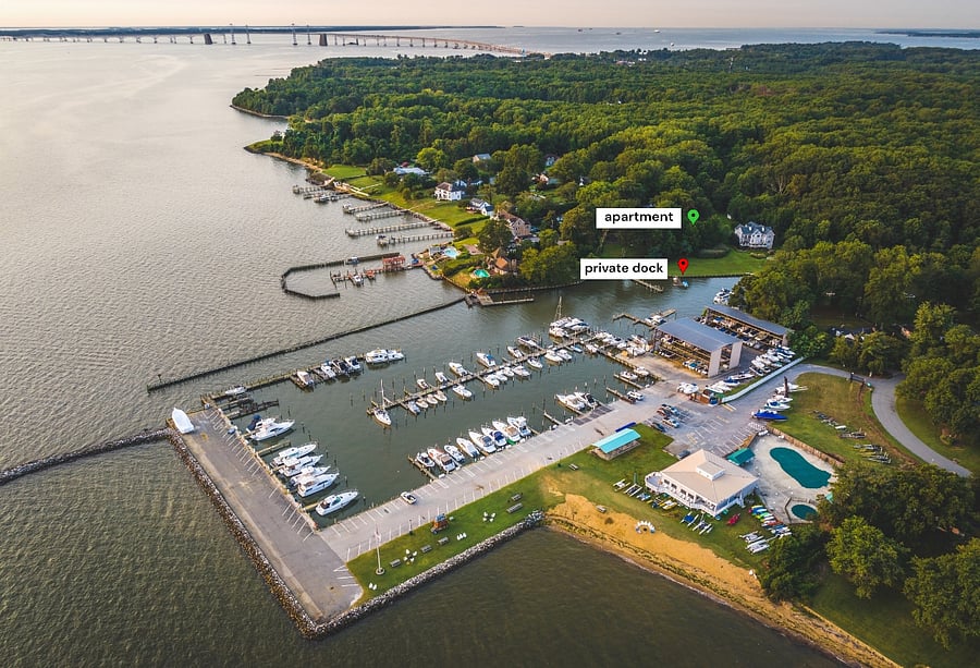 Less than one minute's walk away is the homeowner's private dock tenant's at The Perch have access to.