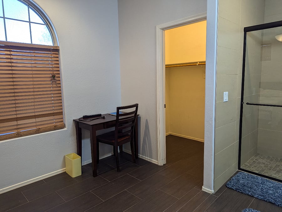 Small desk and walk-in closet
