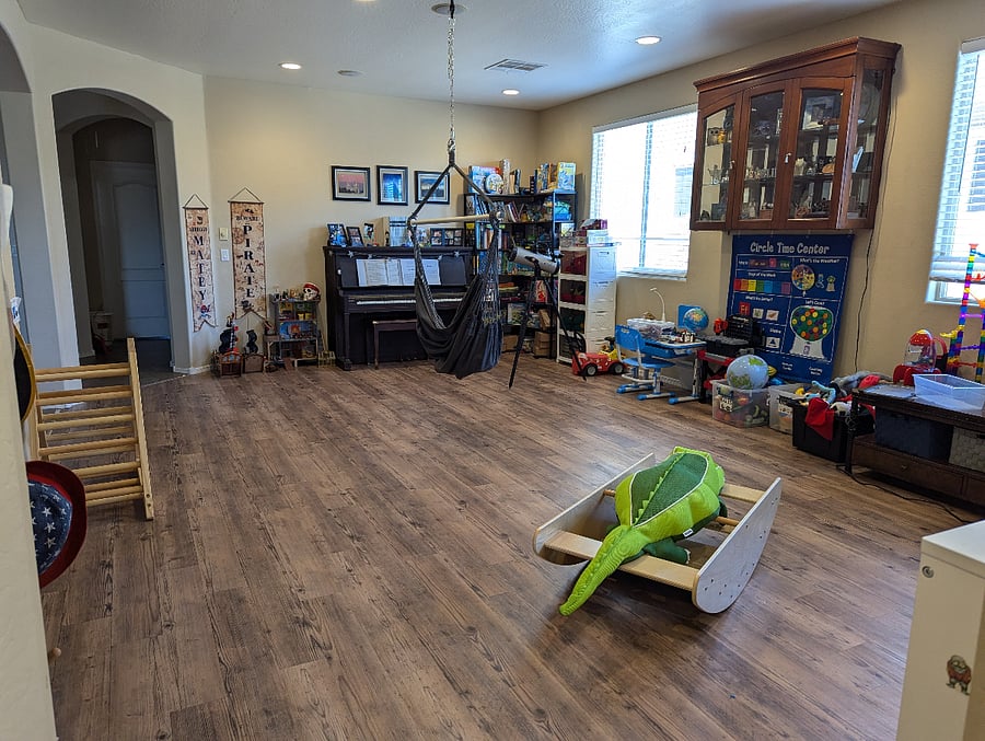 Downstairs playroom- view from kitchenK