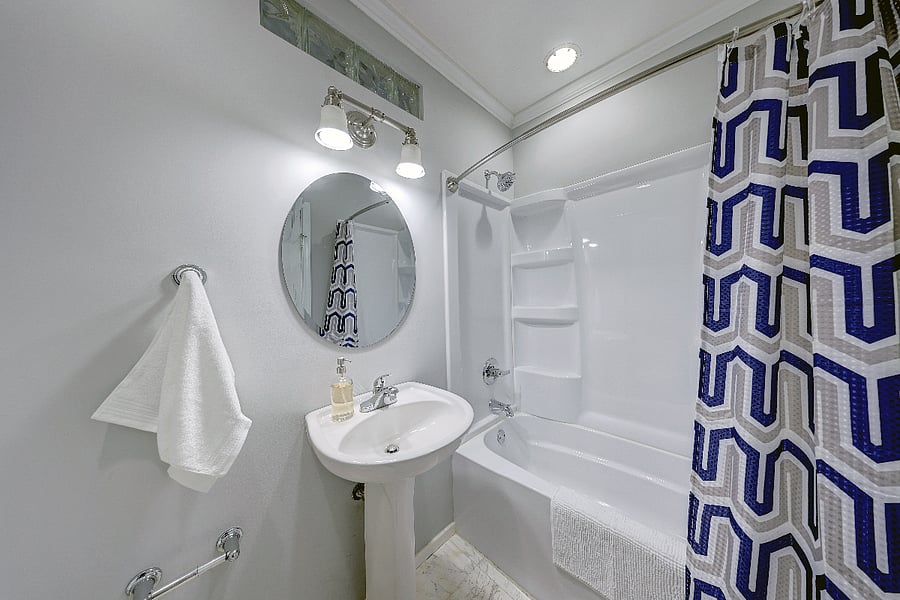 Shared bathroom by rooms #2 and #3. In hallway