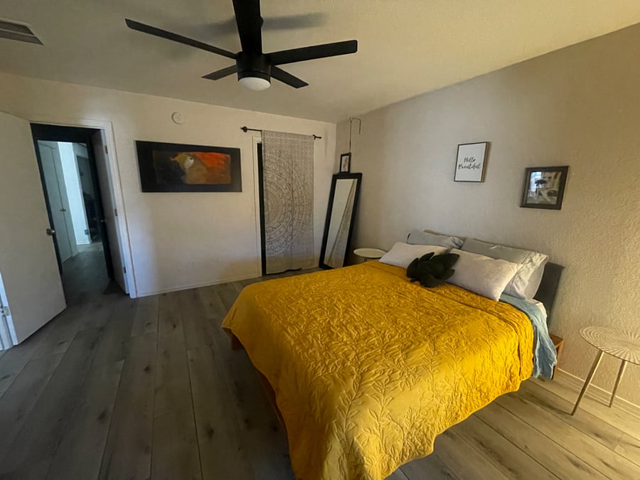 Primary bedroom, walk-in closet, and ensuite bathroom.