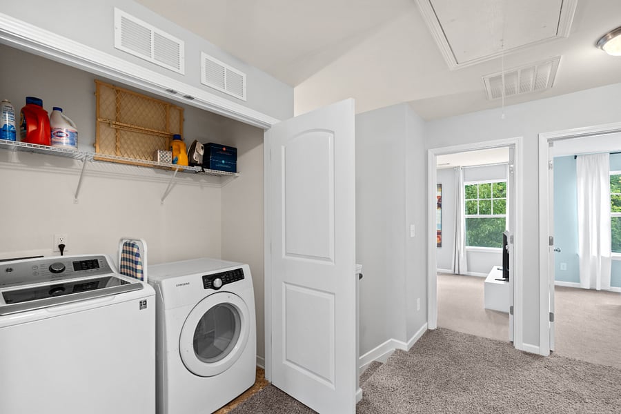 washer and dryer on top floor