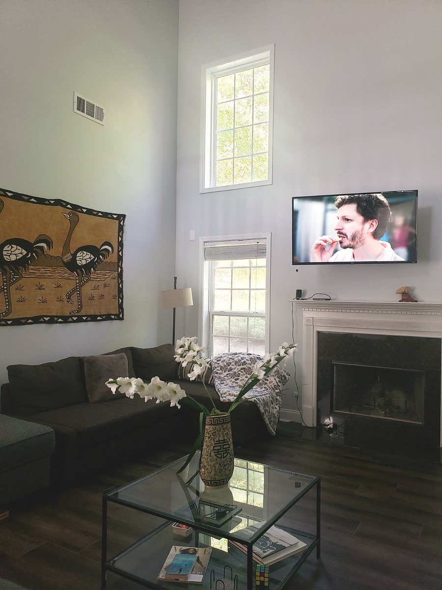 Common area: Spacious, yet cozy living room/ great room. Smart TV, wood-burning fireplace and lots of light.