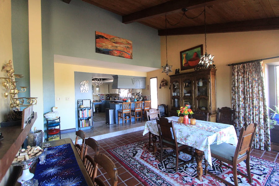 Dining room with kitchen beyond